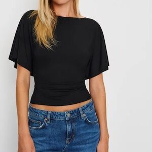 NWT reformation Avery knit top black medium